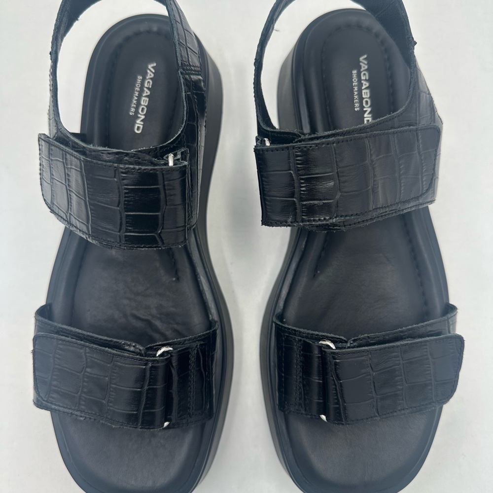 VAGABOND Courtney Wide-Strap Platform Alligator Leather Sandals Size 41